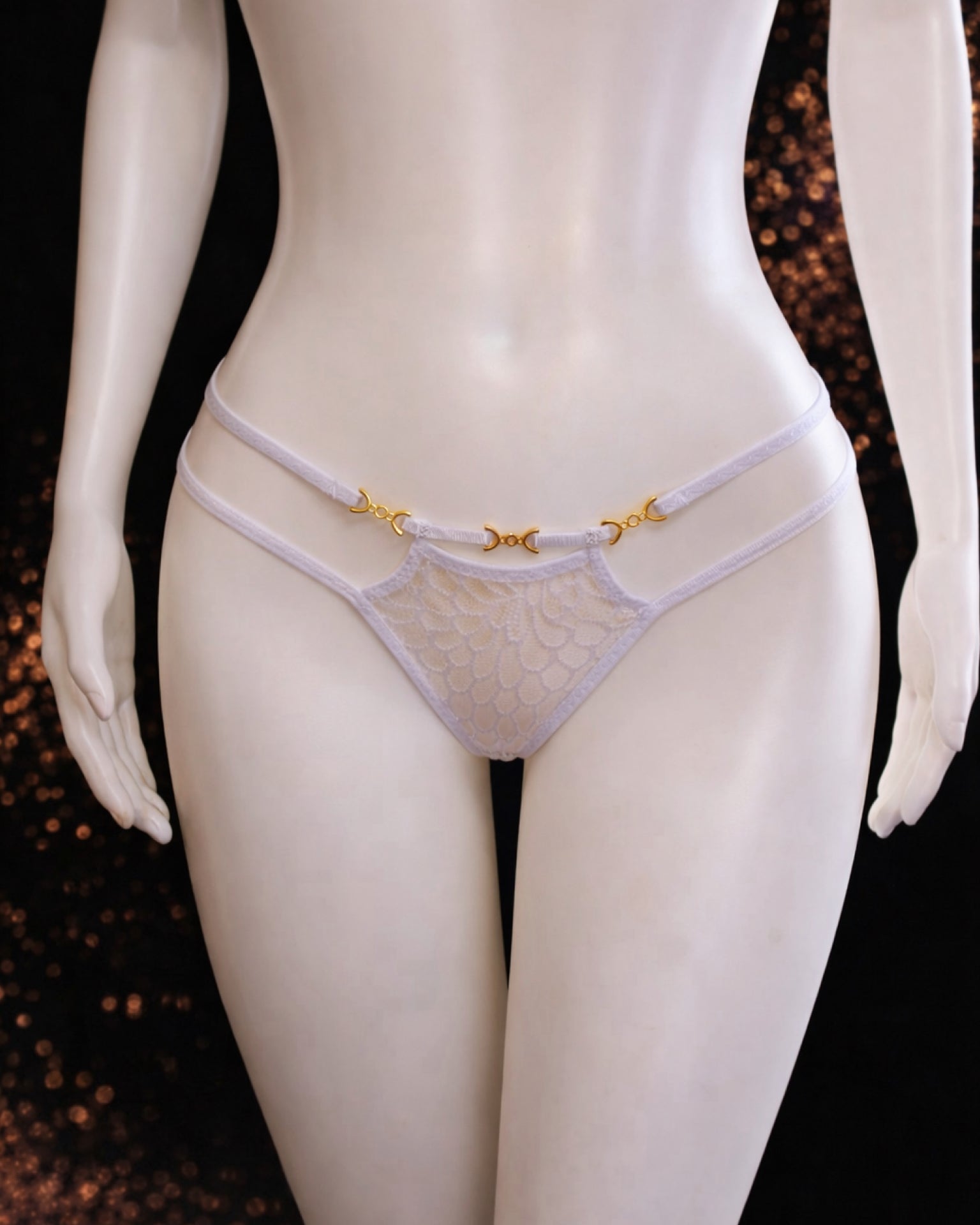 Golden Edge Lace Thong